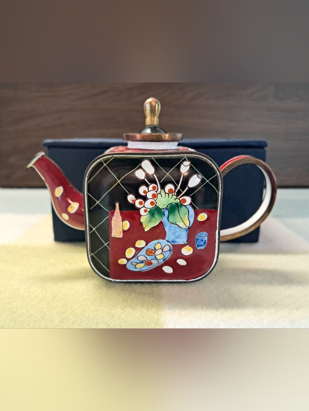 Charlotte Di Vita Trade+Aid Miniature Copper Enamel Teapot 610 Red Matisse